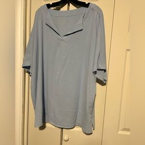 4X Womens Light Blue Blouse
